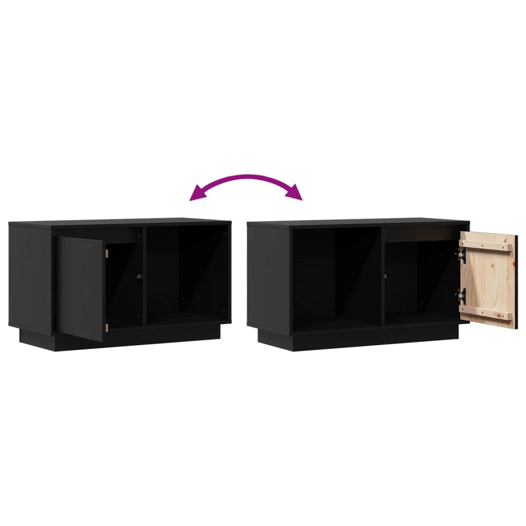 vidaXL Szafka pod telewizor, czarna, 74x35x44 cm, lite drewno sosnowe