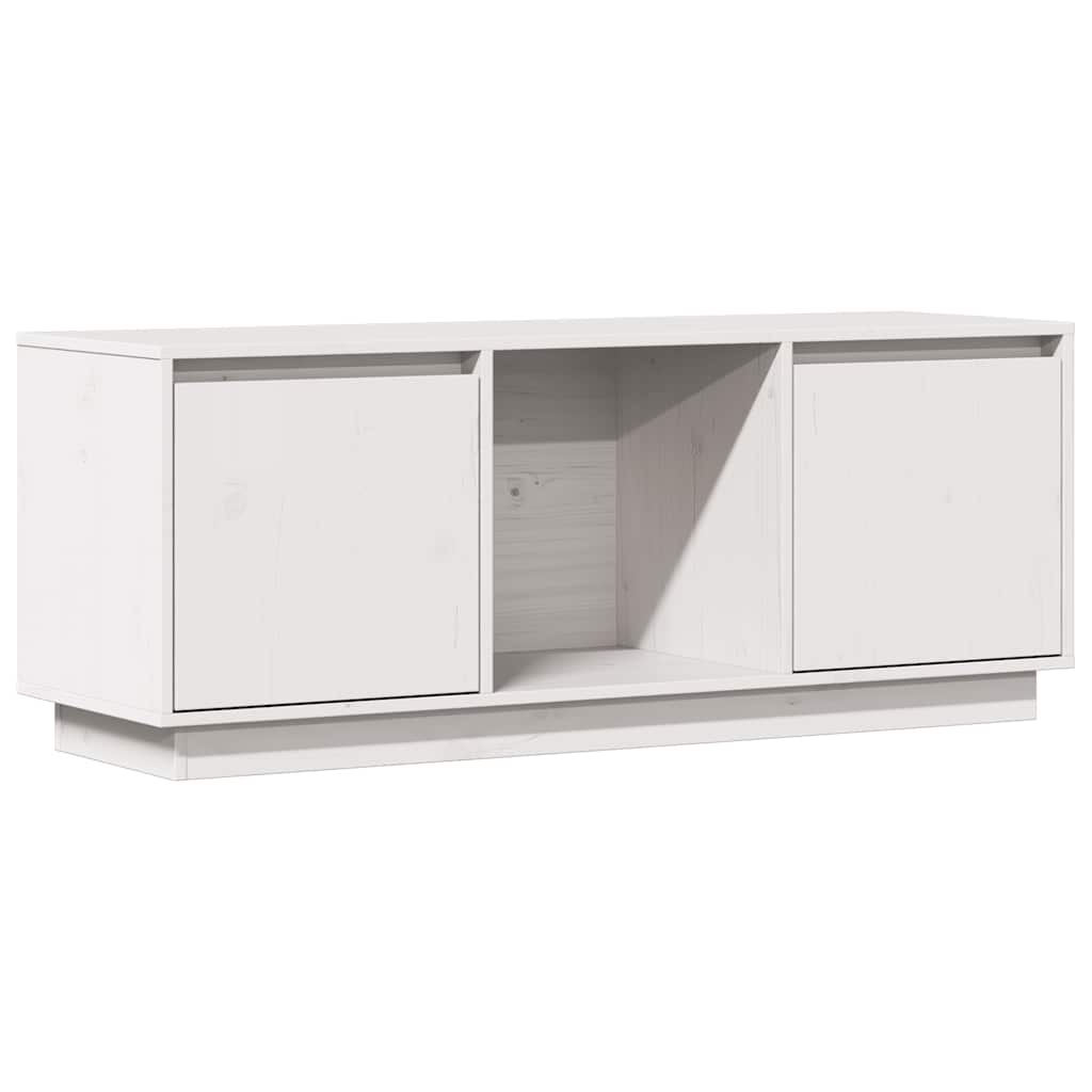 vidaXL Szafka pod telewizor, biała 110,5x35x44 cm, lite drewno sosnowe
