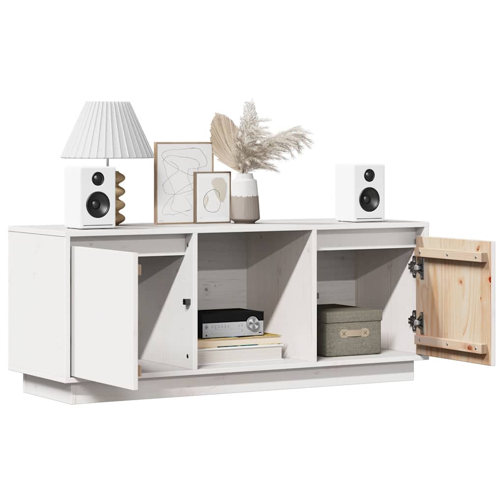 vidaXL Szafka pod telewizor, biała 110,5x35x44 cm, lite drewno sosnowe