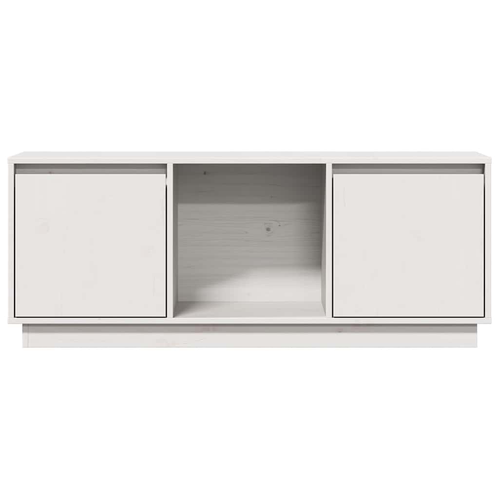 vidaXL Szafka pod telewizor, biała 110,5x35x44 cm, lite drewno sosnowe