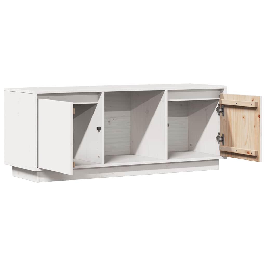 vidaXL Szafka pod telewizor, biała 110,5x35x44 cm, lite drewno sosnowe