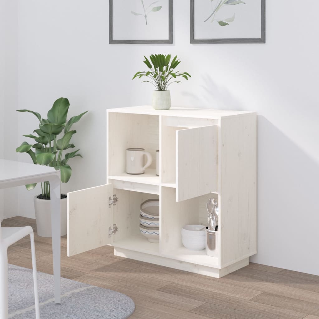 vidaXL Komoda, biała, 74x35x80 cm, drewno sosnowe