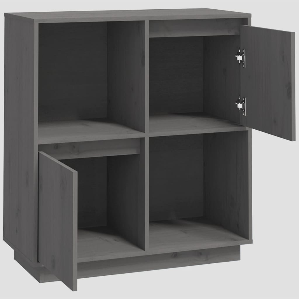 vidaXL Szafka, szara, 74x35x80 cm, lite drewno sosnowe