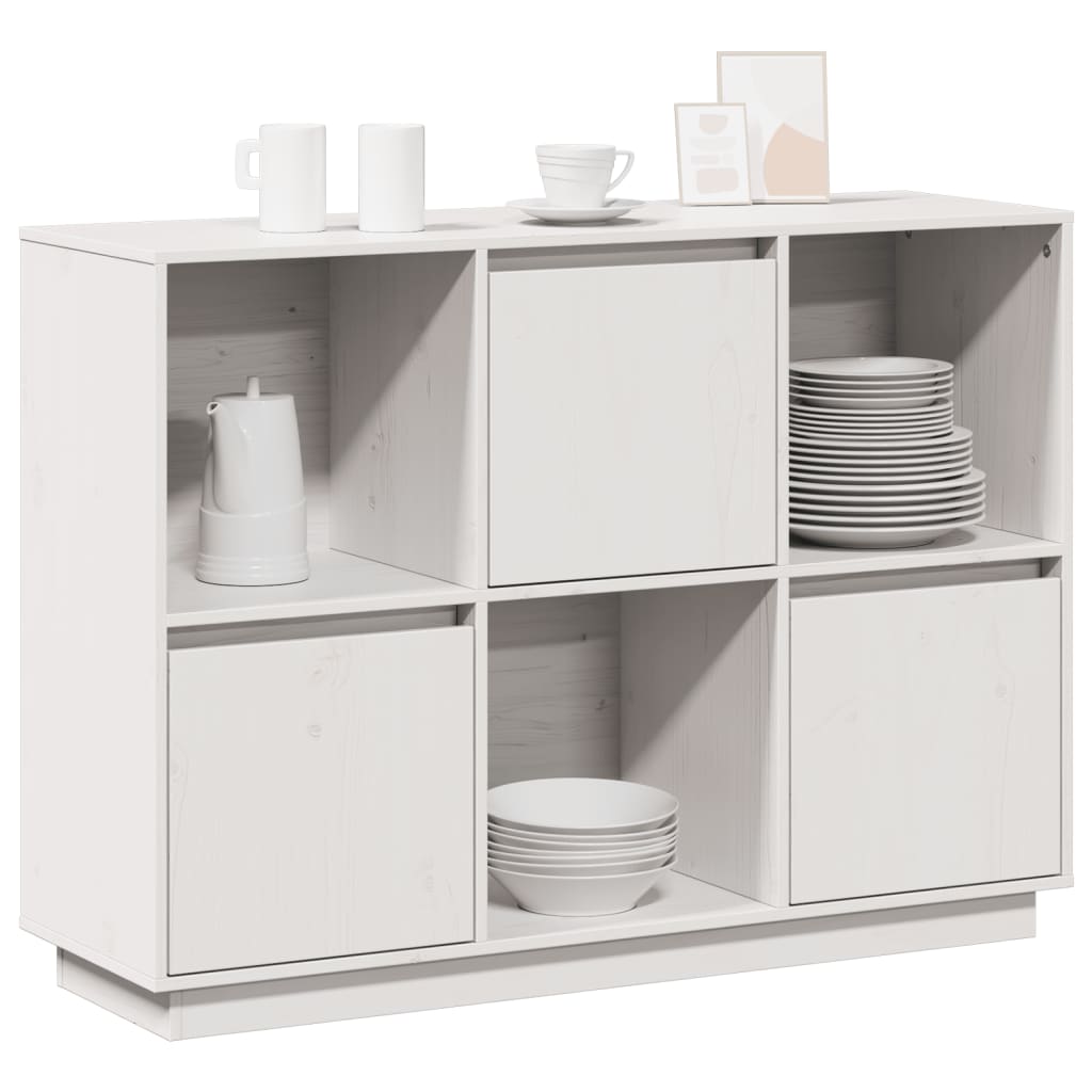 vidaXL Szafka, biała, 110,5x35x80 cm, lite drewno sosnowe