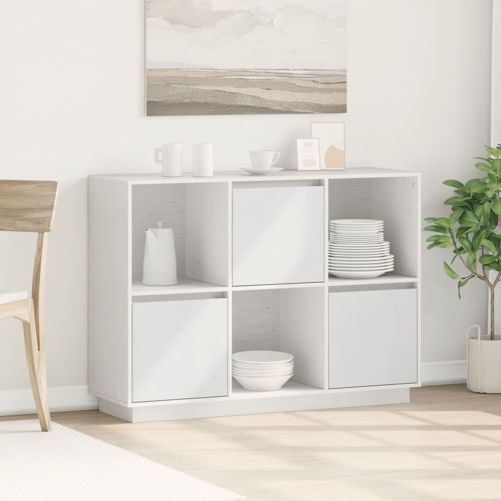 vidaXL Szafka, biała, 110,5x35x80 cm, lite drewno sosnowe