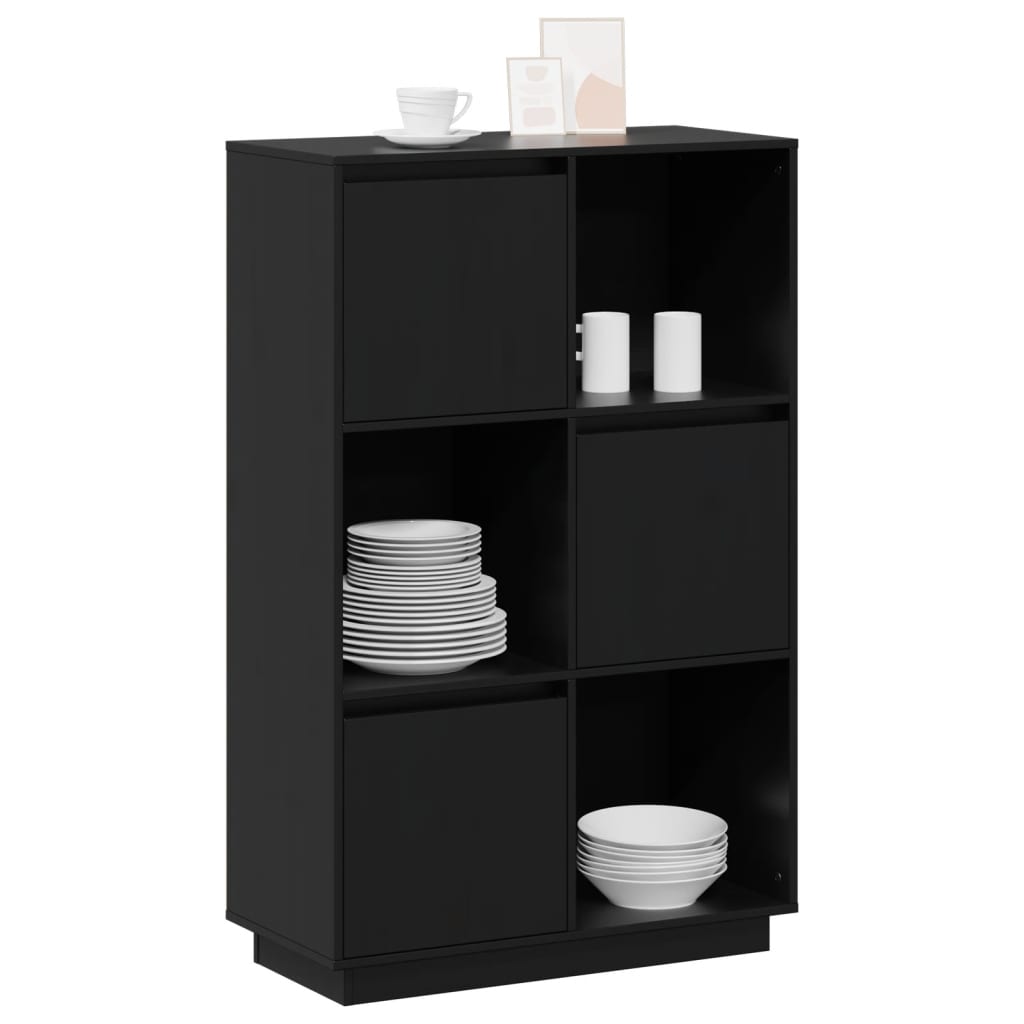 vidaXL Szafka, czarna, 74x35x117 cm, lite drewno sosnowe