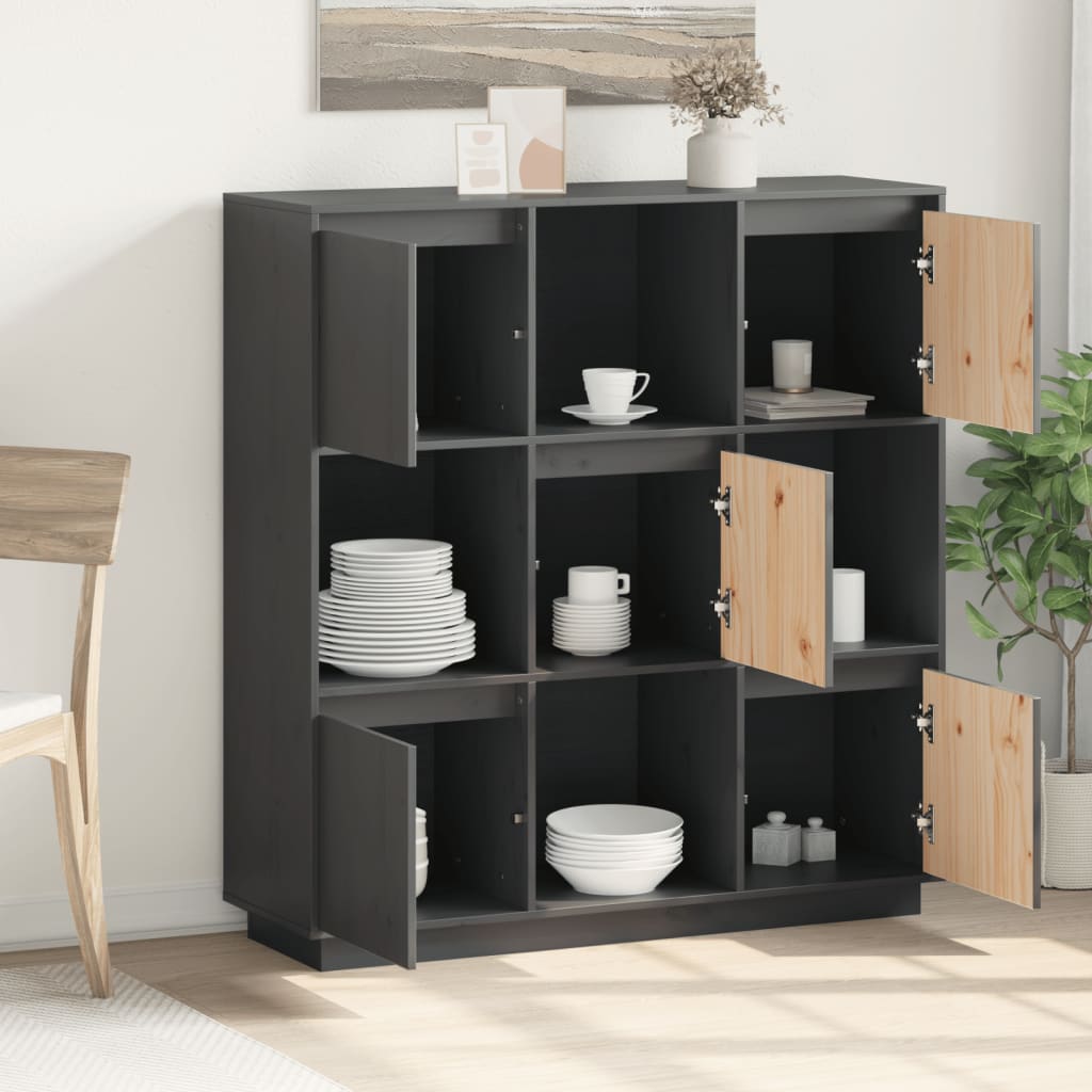 vidaXL Szafka, szara, 110,5x35x117 cm, lite drewno sosnowe