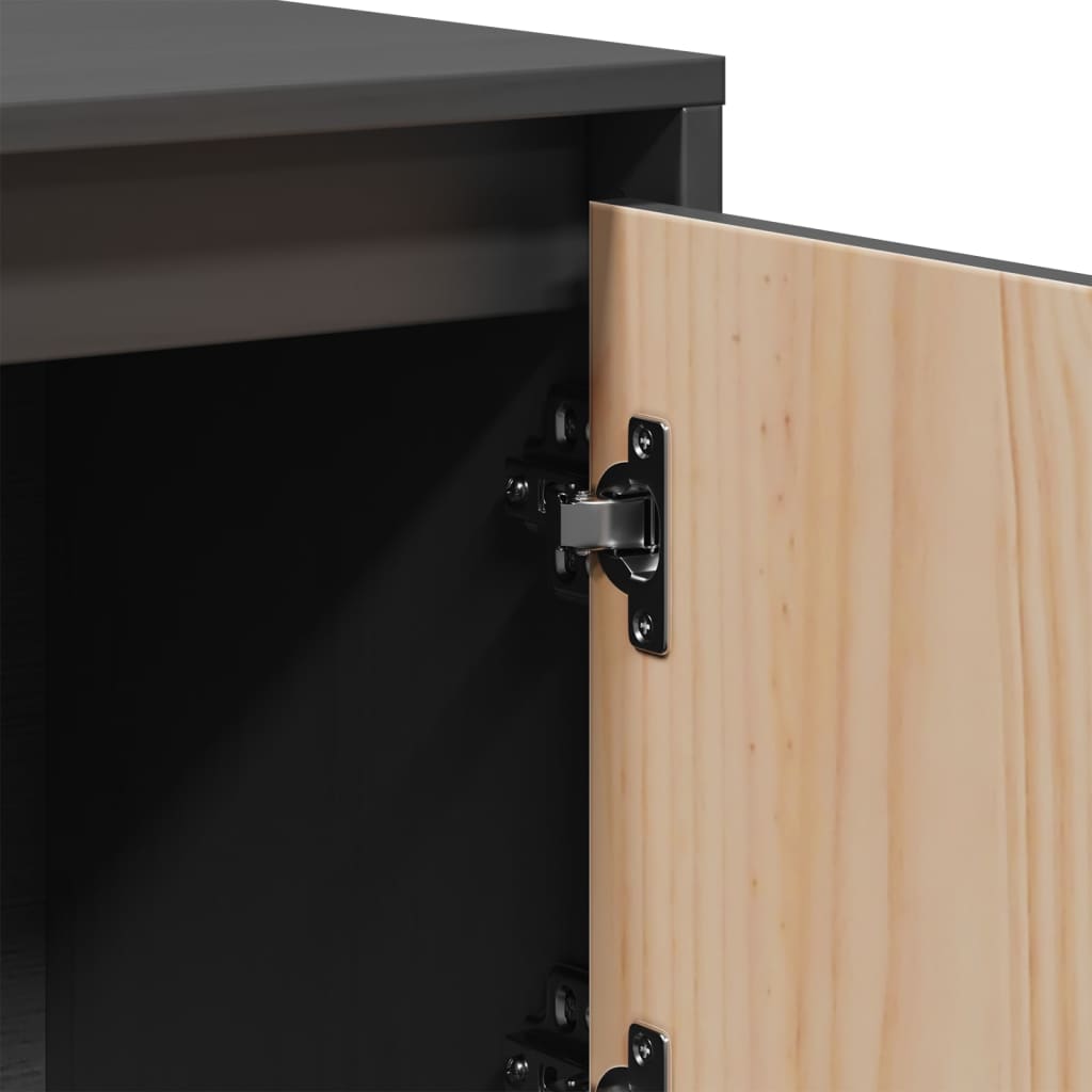 vidaXL Szafka, szara, 110,5x35x117 cm, lite drewno sosnowe