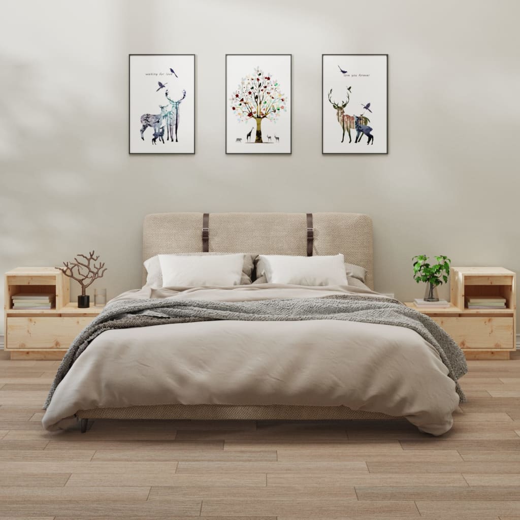 vidaXL Szafki nocne, 2 szt., 60x34x51 cm, lite drewno sosnowe