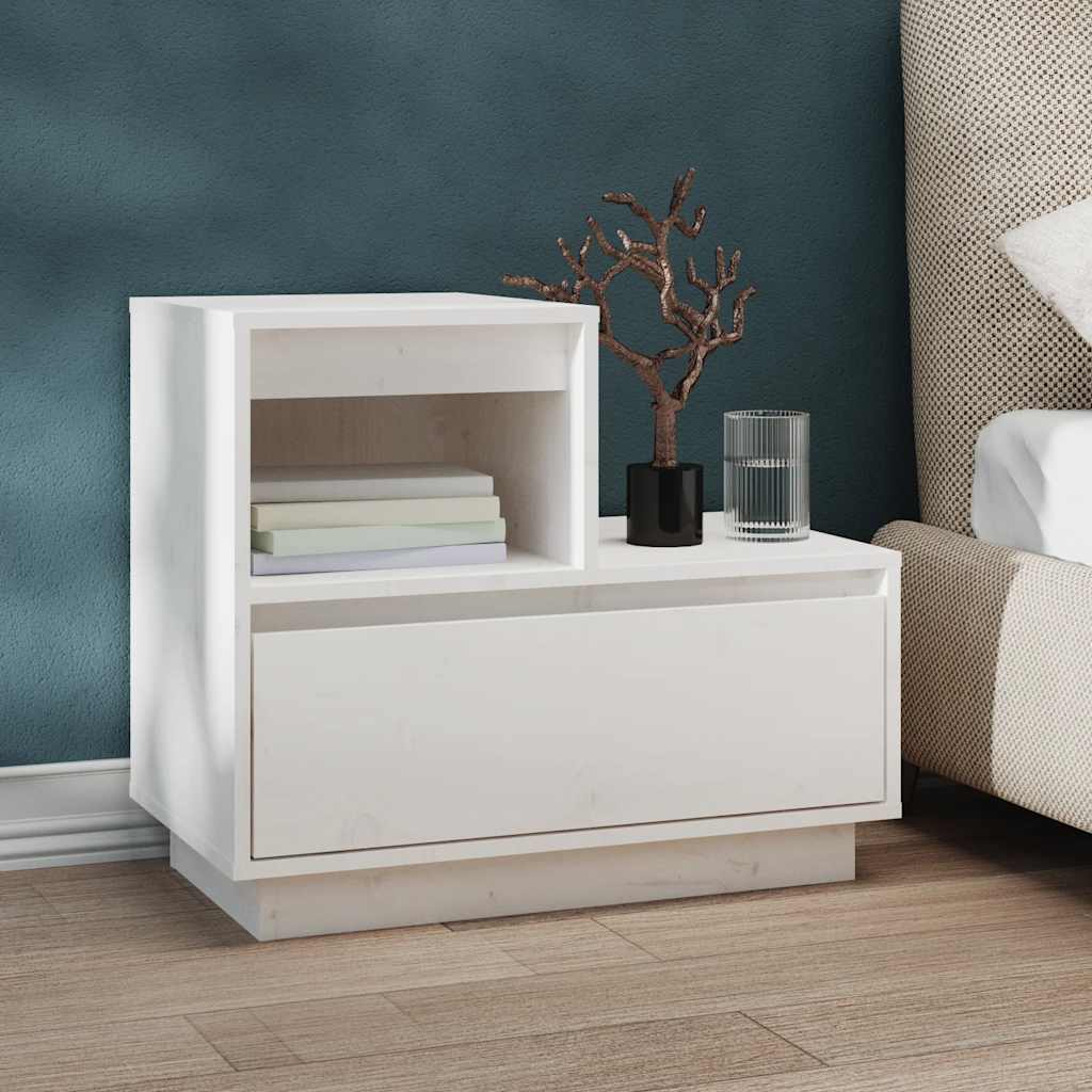 vidaXL Szafki nocne, 2 szt., białe, 60x34x51 cm, lite drewno sosnowe