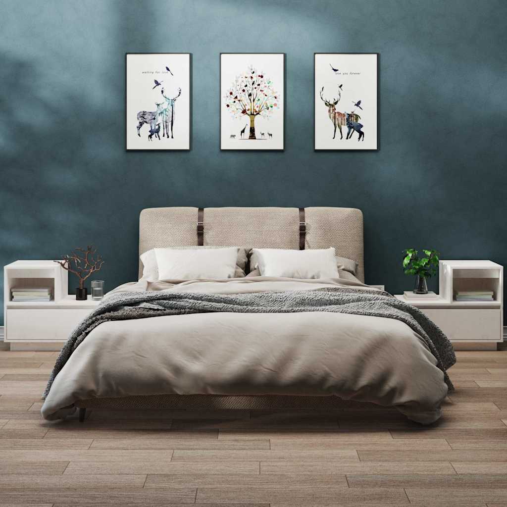 vidaXL Szafki nocne, 2 szt., białe, 60x34x51 cm, lite drewno sosnowe