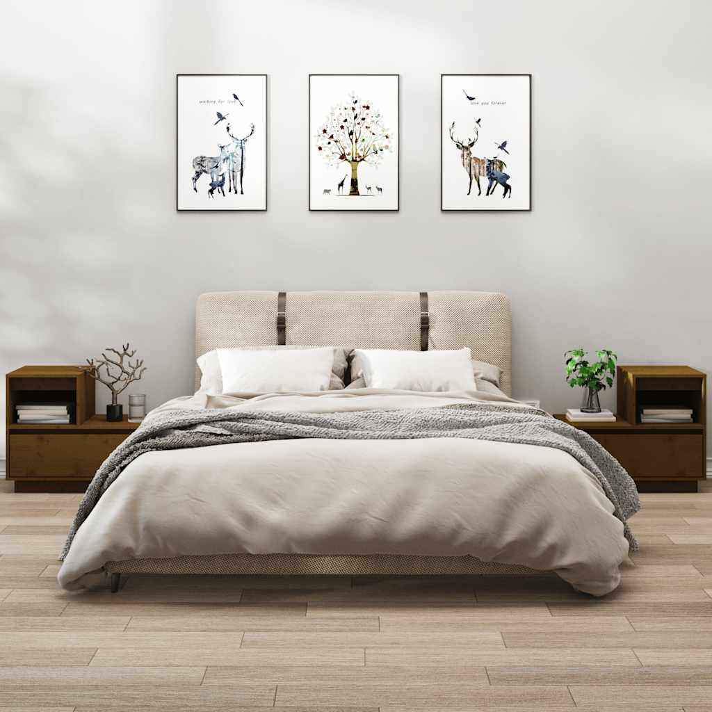 vidaXL Szafki nocne, 2 szt., miodowy brąz, 60x34x51 cm, drewno sosnowe