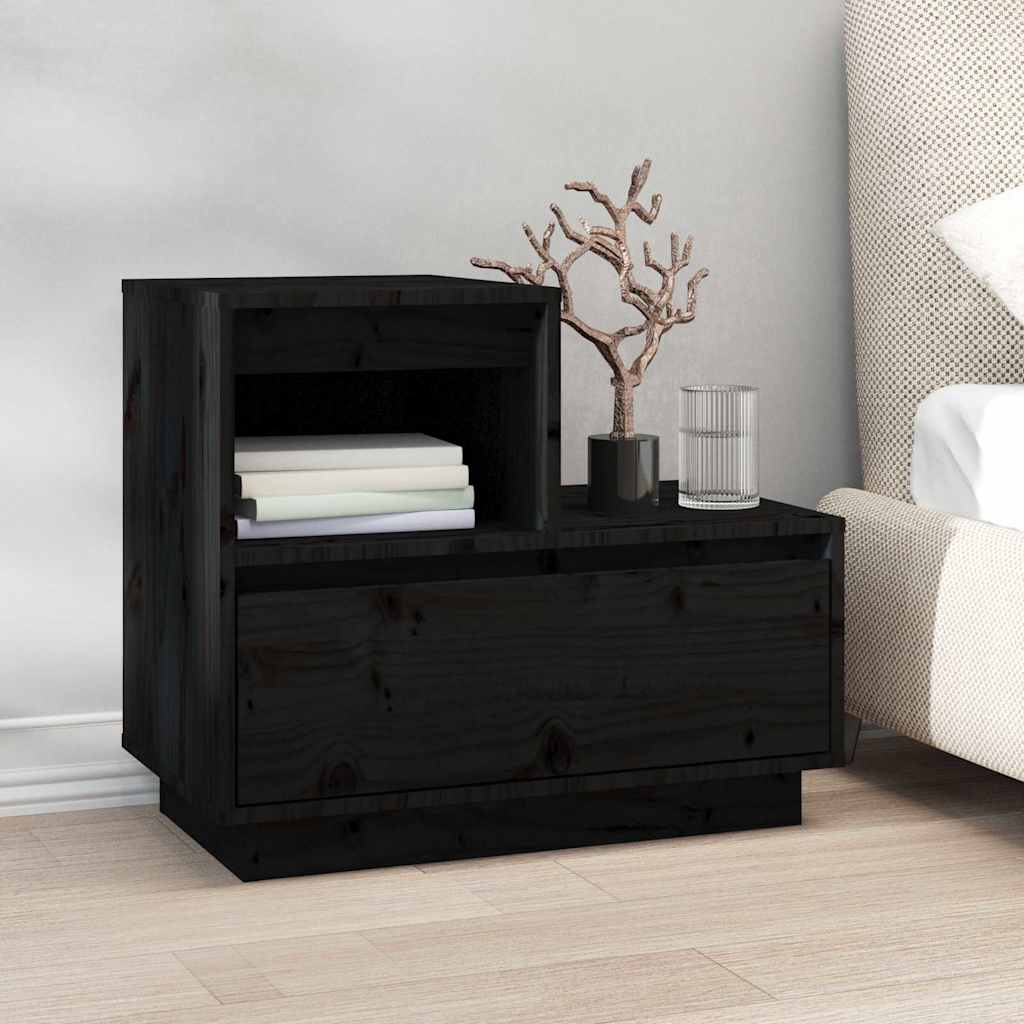 vidaXL Szafki nocne, 2 szt., czarne, 60x34x51 cm, lite drewno sosnowe