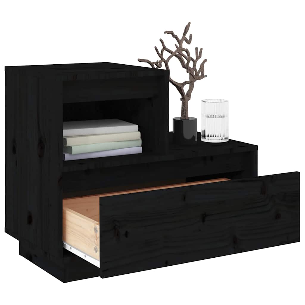 vidaXL Szafki nocne, 2 szt., czarne, 60x34x51 cm, lite drewno sosnowe