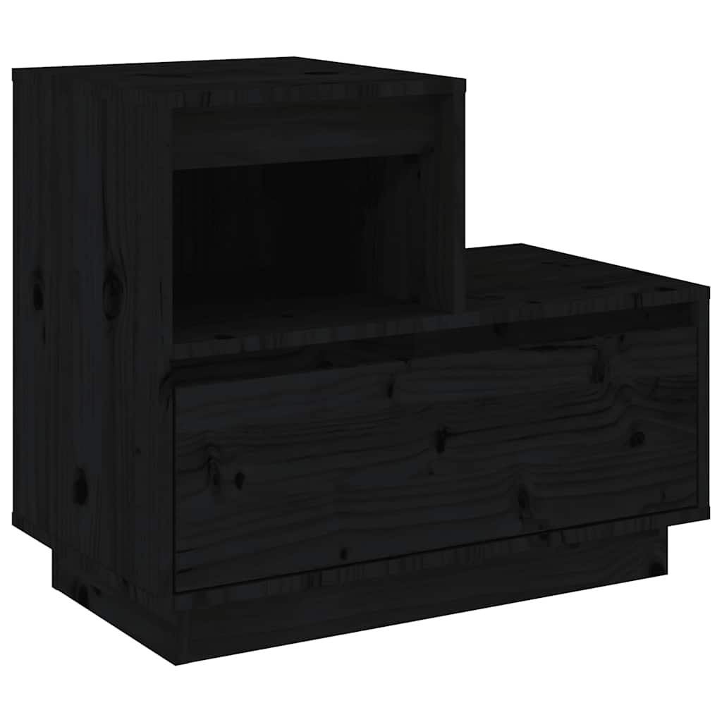 vidaXL Szafki nocne, 2 szt., czarne, 60x34x51 cm, lite drewno sosnowe