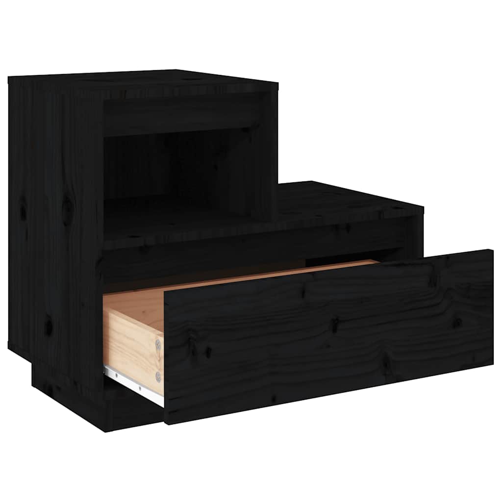 vidaXL Szafki nocne, 2 szt., czarne, 60x34x51 cm, lite drewno sosnowe