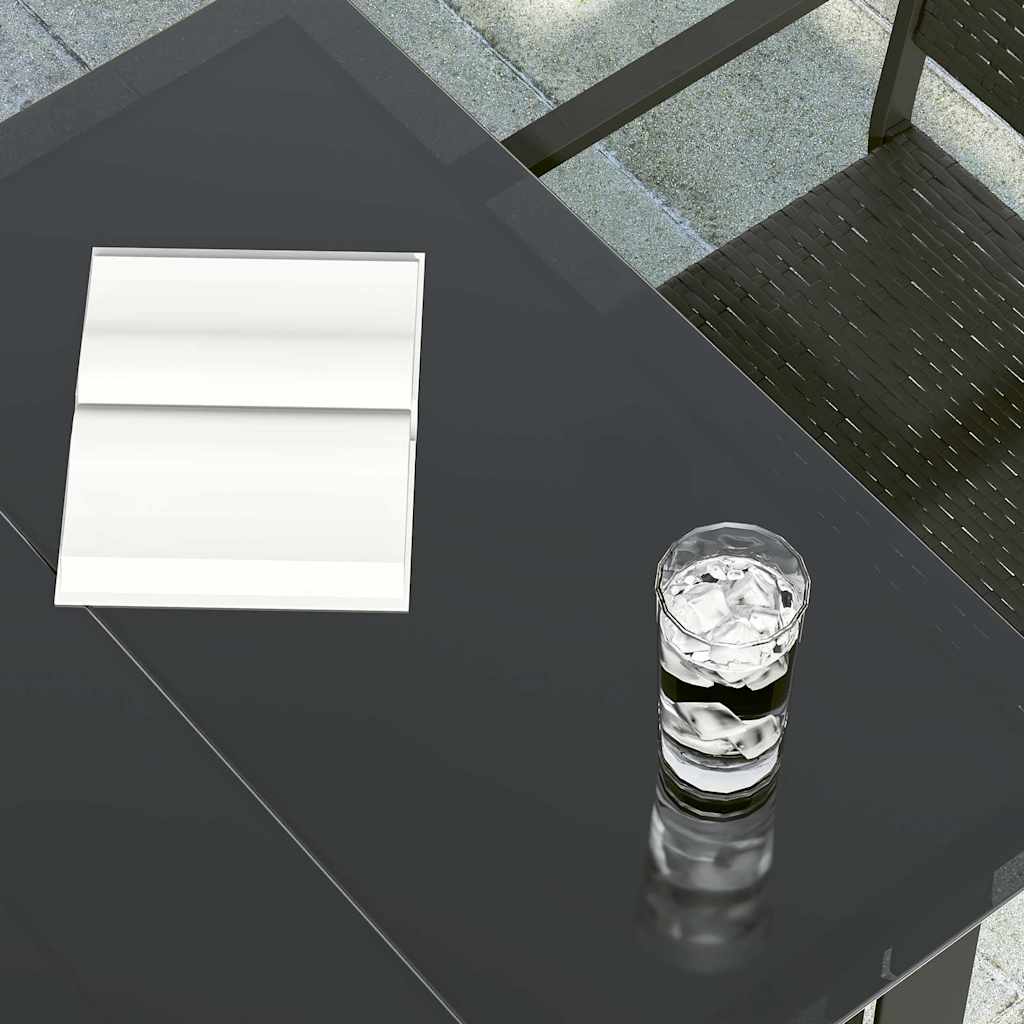 vidaXL Stół ogrodowy, czarny, 200x100x74 cm, stal i szkło
