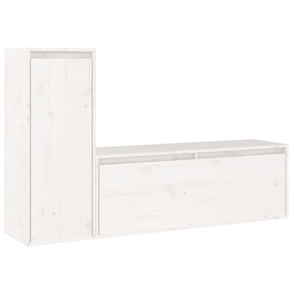 vidaXL Szafki pod TV, 2 szt., białe, lite drewno sosnowe