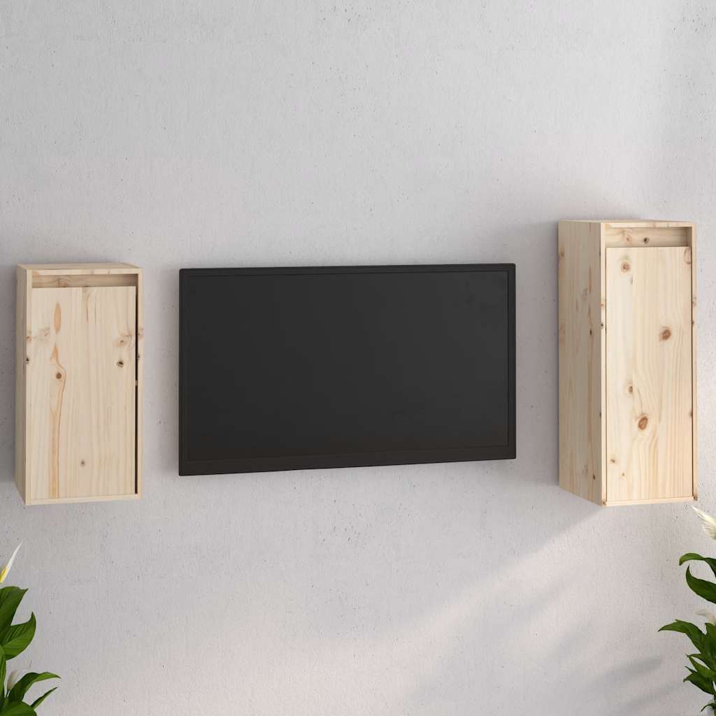 vidaXL Szafki pod TV, 2 szt., lite drewno sosnowe