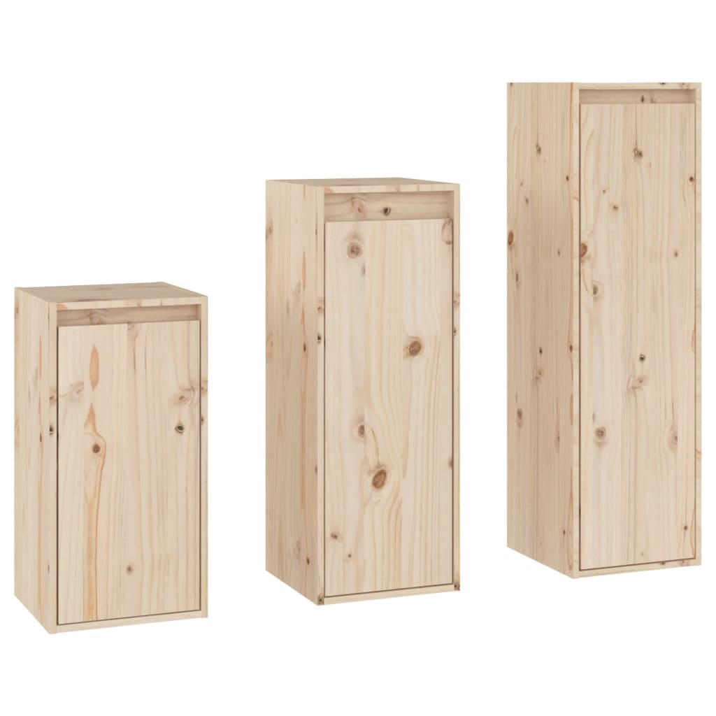 vidaXL Szafki pod TV, 3 szt., lite drewno sosnowe