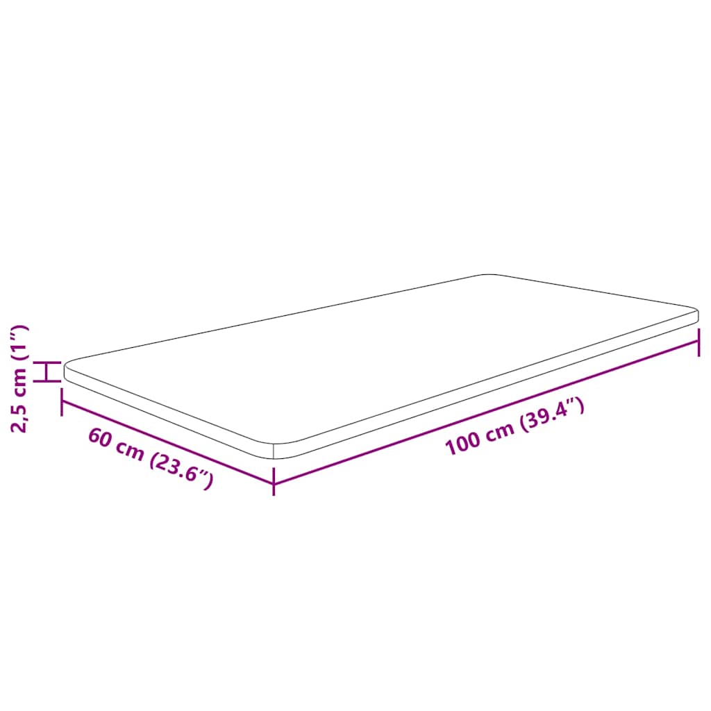vidaXL Blat do łazienki, 100x60x2,5 cm, surowe lite drewno