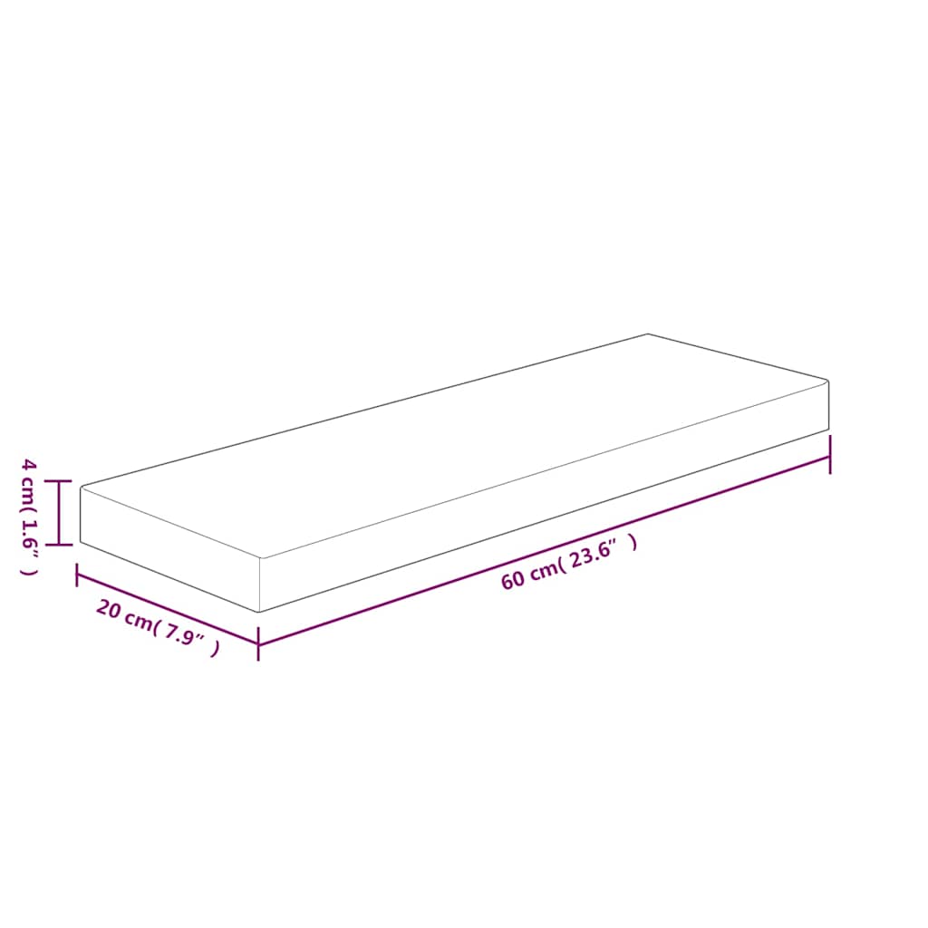 vidaXL Półka, 60x20x4 cm, surowe lite drewno dębowe