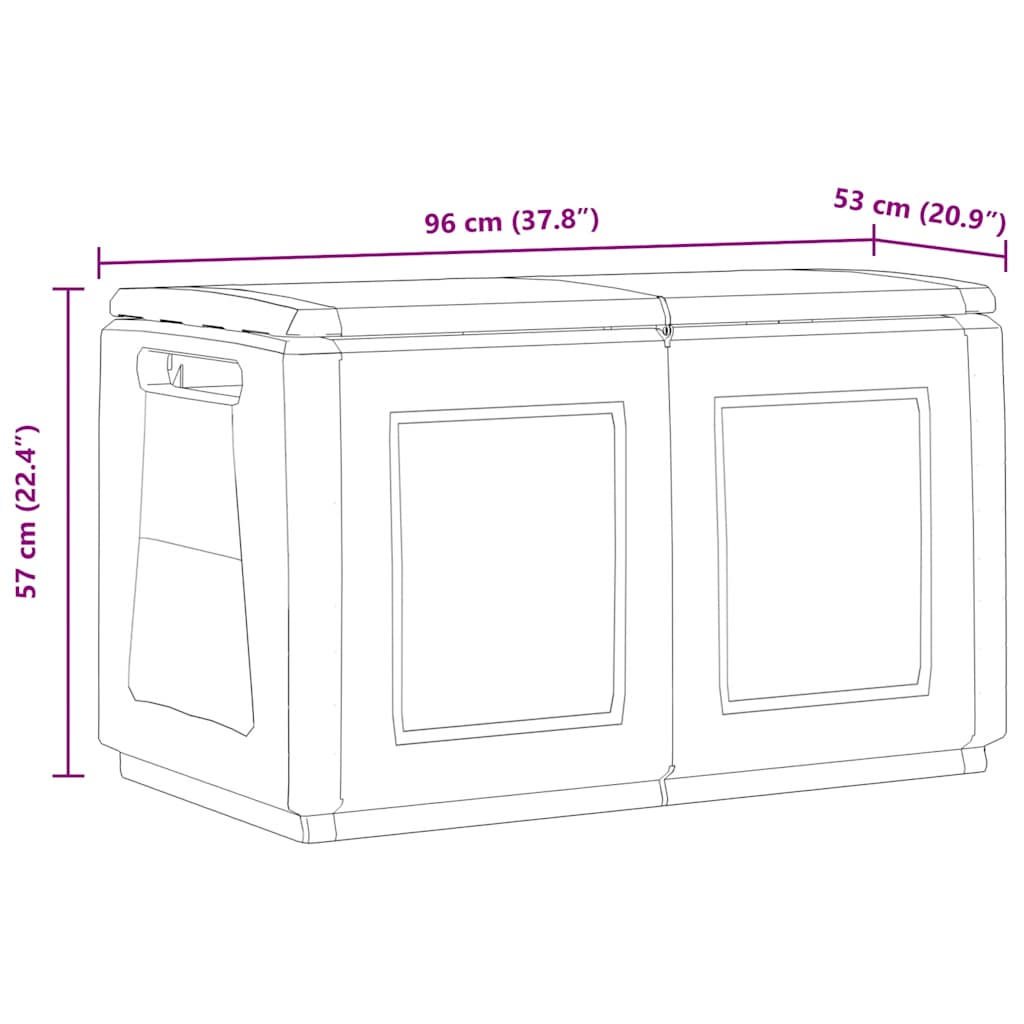 vidaXL Skrzynia ogrodowa, 96x53x57 cm, 230 L, ciemnoszaro-czarna