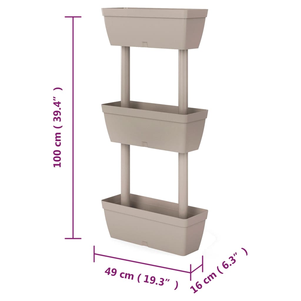 vidaXL Donice ogrodowe, 6 szt, 100 cm, kolor taupe