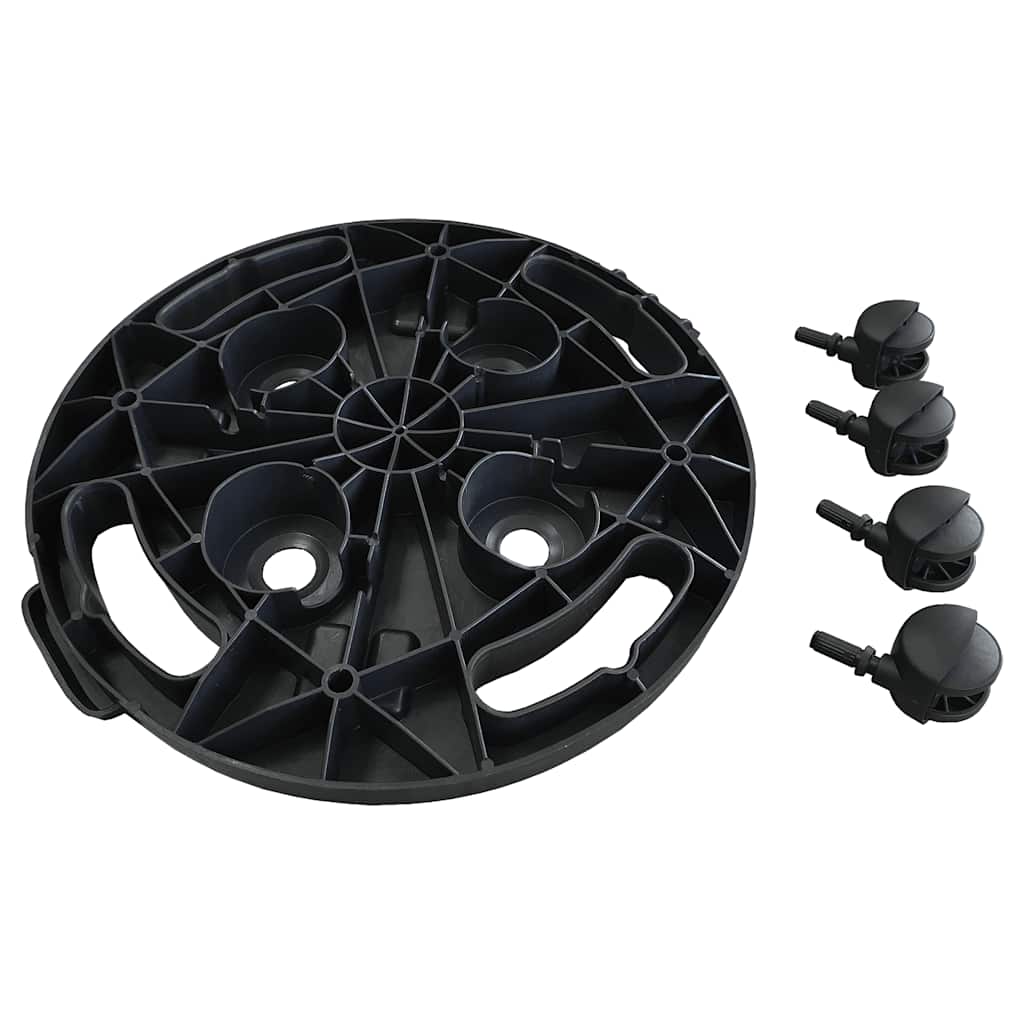 vidaXL Podstawka pod donicę, z kółkami, średnica 30 cm, czarna, 170 kg
