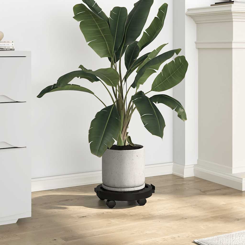 vidaXL Podstawka pod donicę, z kółkami, średnica 30 cm, czarna, 170 kg