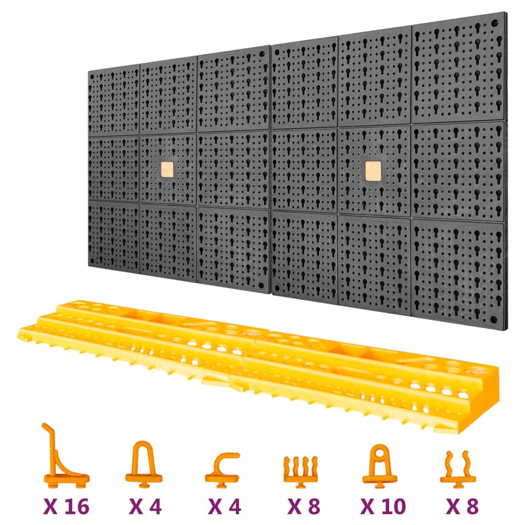 vidaXL Ścianka narzędziowa, 500x1000 mm, 50 haczyków, PP