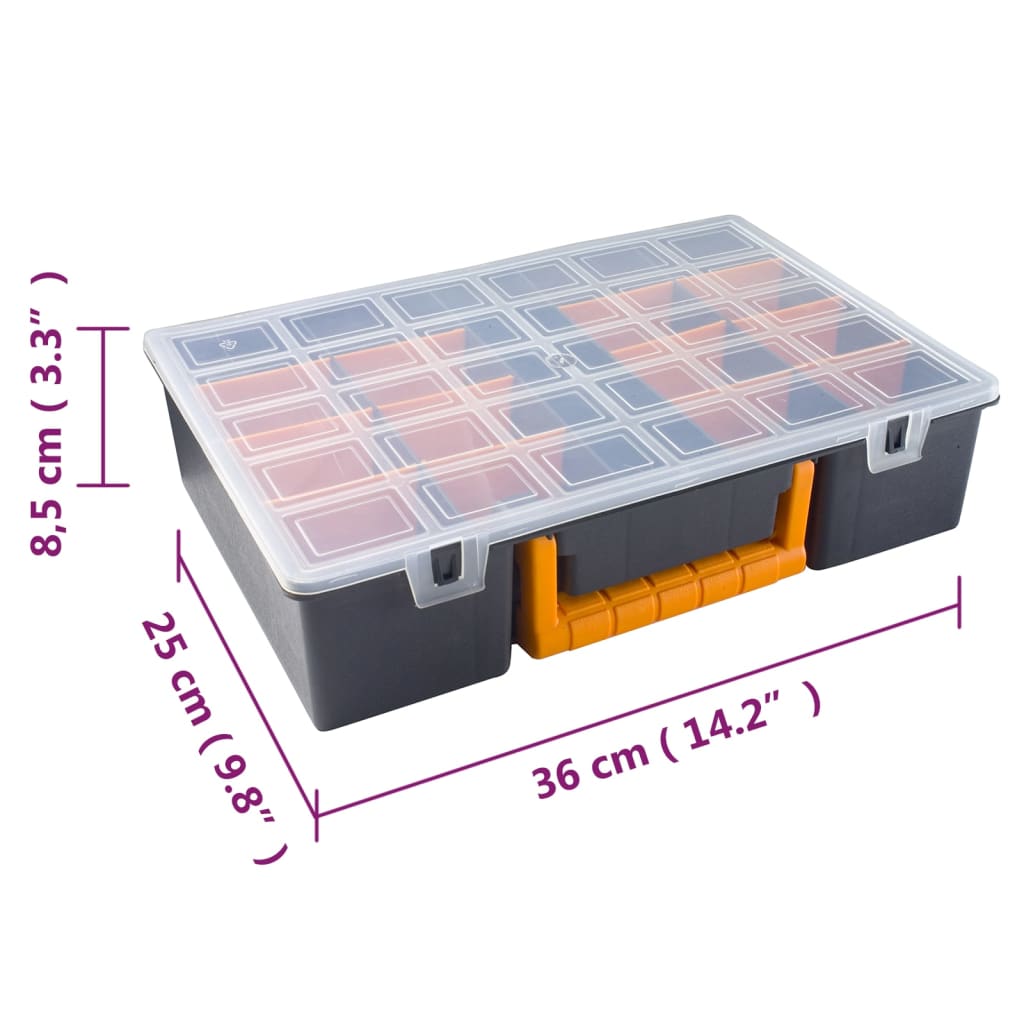 vidaXL Organizer, 2 szt., z wyjmowanymi przegrodami, 360x250x85 mm, PP