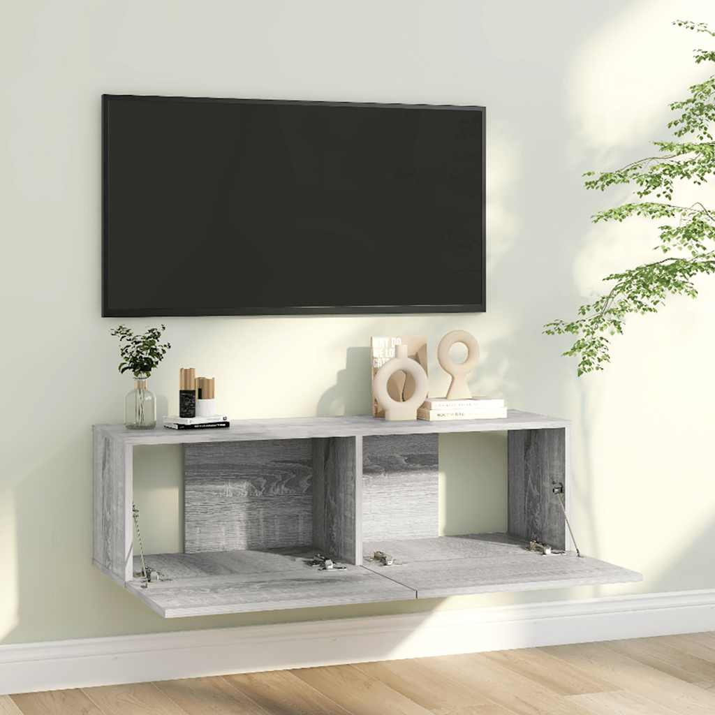 vidaXL Ścienna szafka pod telewizor, dąb sonoma, 100x30x30 cm