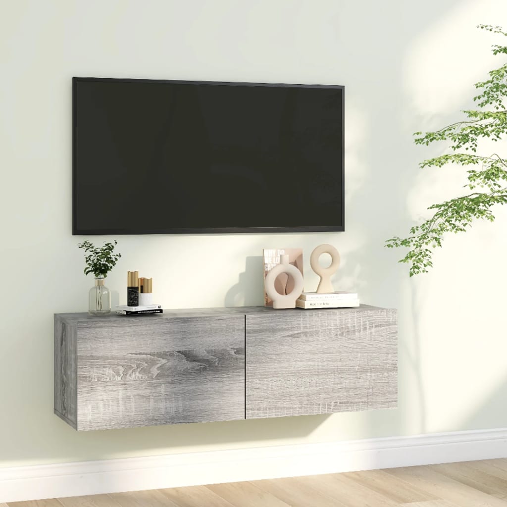vidaXL Ścienna szafka pod telewizor, dąb sonoma, 100x30x30 cm