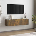 vidaXL Ścienna szafka pod telewizor, przydymiony dąb, 120x30x30 cm