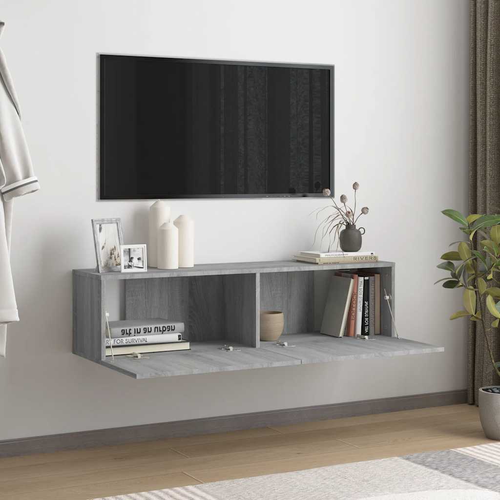 vidaXL Ścienna szafka pod telewizor, szary dąb sonoma, 120x30x30 cm