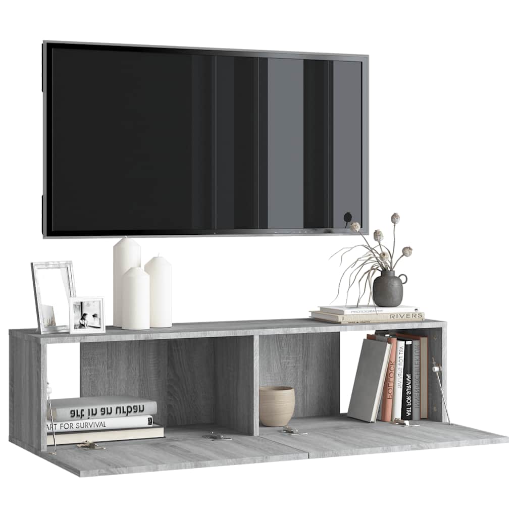 vidaXL Ścienna szafka pod telewizor, szary dąb sonoma, 120x30x30 cm