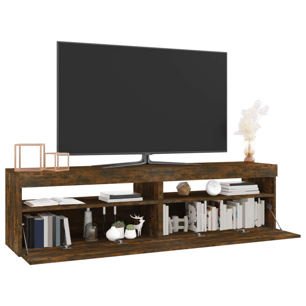 vidaXL Szafki pod TV z LED, 2 szt., przydymiony dąb, 75x35x40 cm