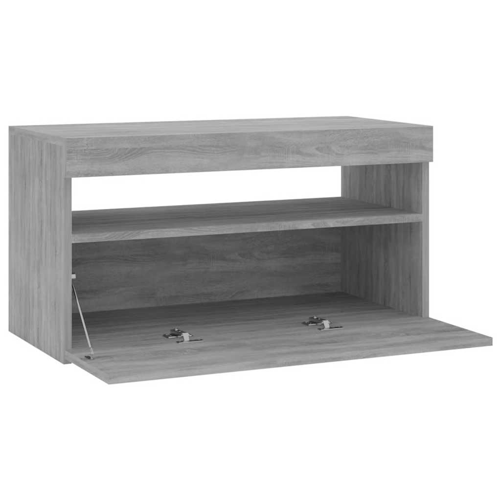 vidaXL Szafka pod TV z oświetleniem LED, szary dąb sonoma, 75x35x40 cm