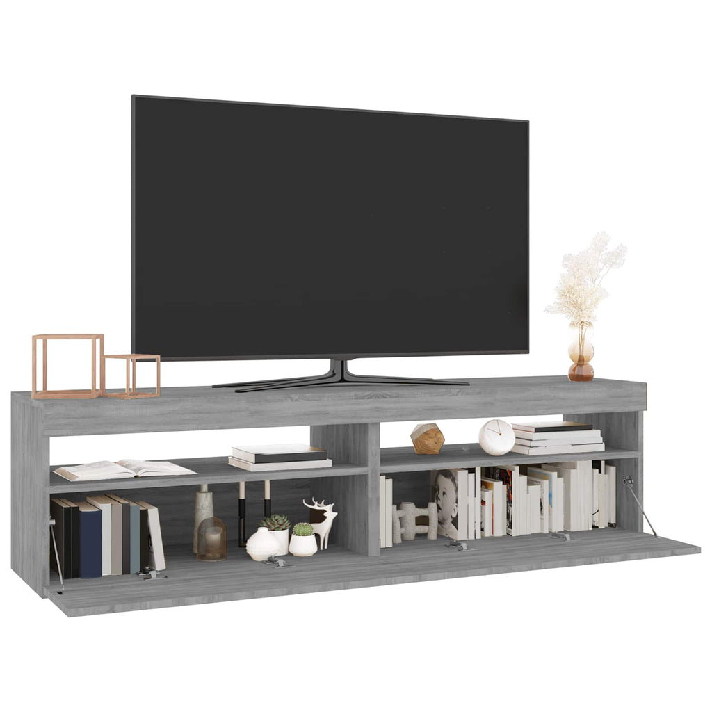 vidaXL Szafki pod TV z LED, 2 szt., szary dąb sonoma 75x35x40 cm