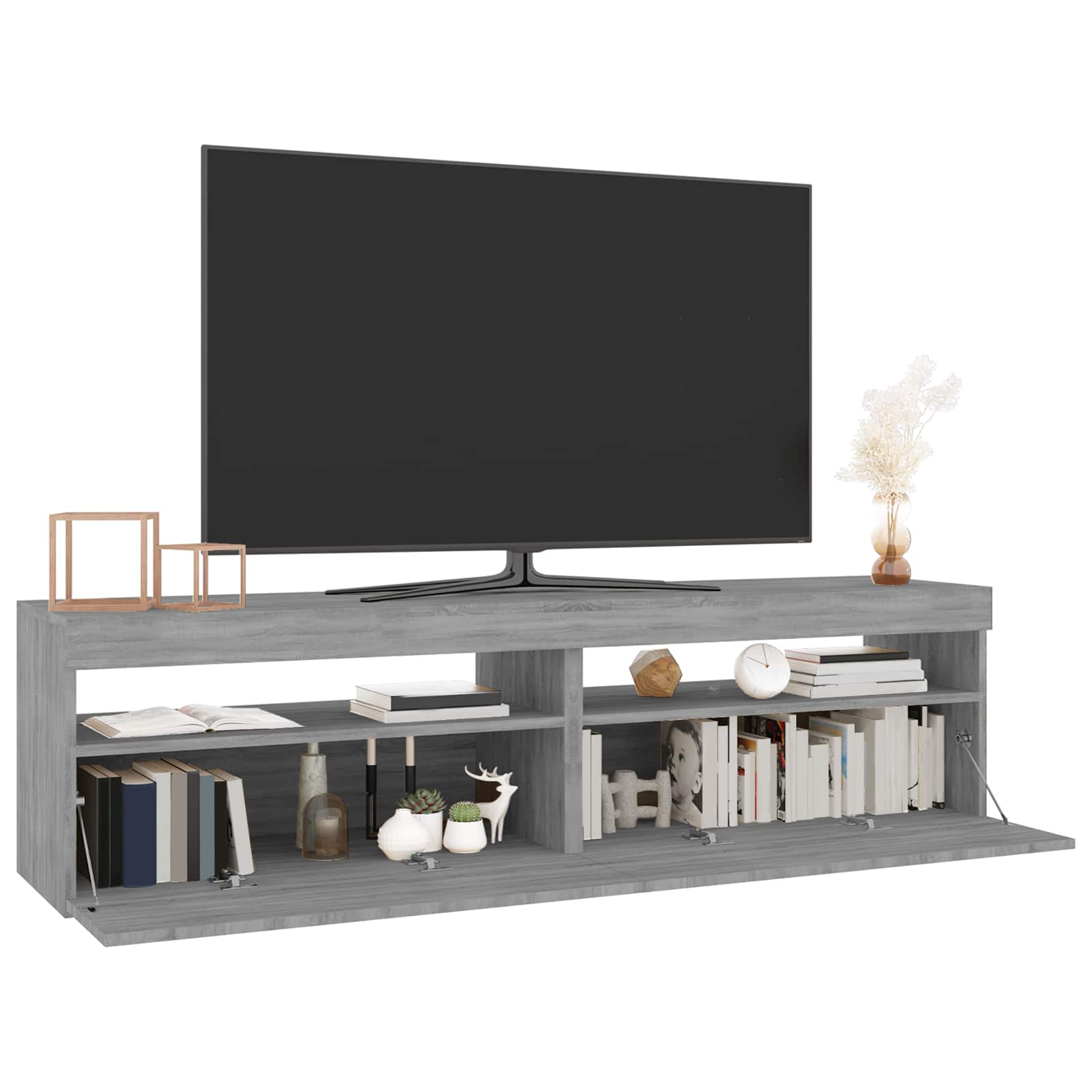 vidaXL Szafki pod TV z LED, 2 szt., szary dąb sonoma 75x35x40 cm