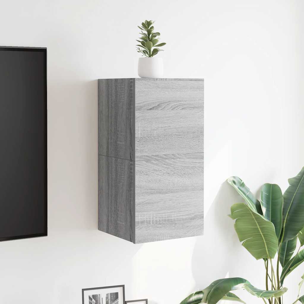 vidaXL Wiszące szafki TV, 2 szt., szary dąb sonoma, 30,5x30x30 cm