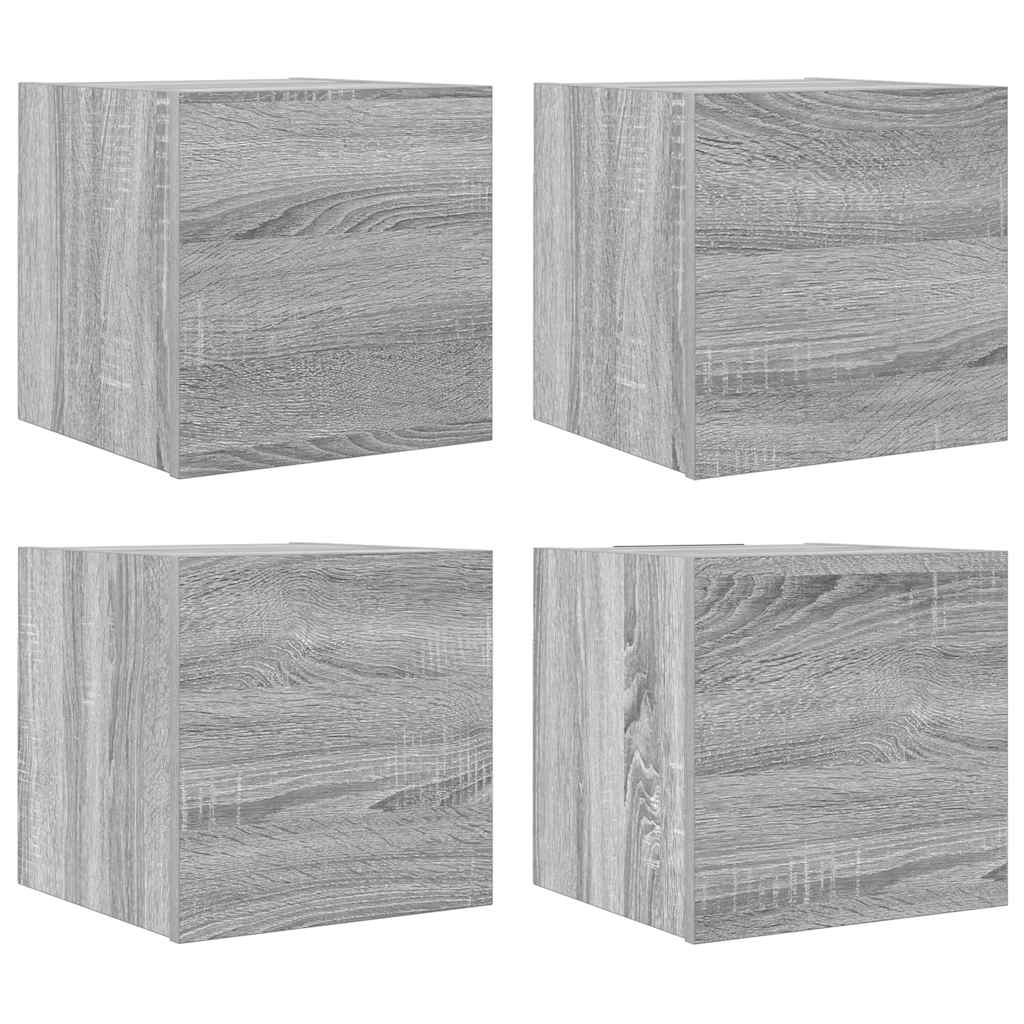 vidaXL Wiszące szafki TV, 4 szt., szary dąb sonoma, 30,5x30x30 cm
