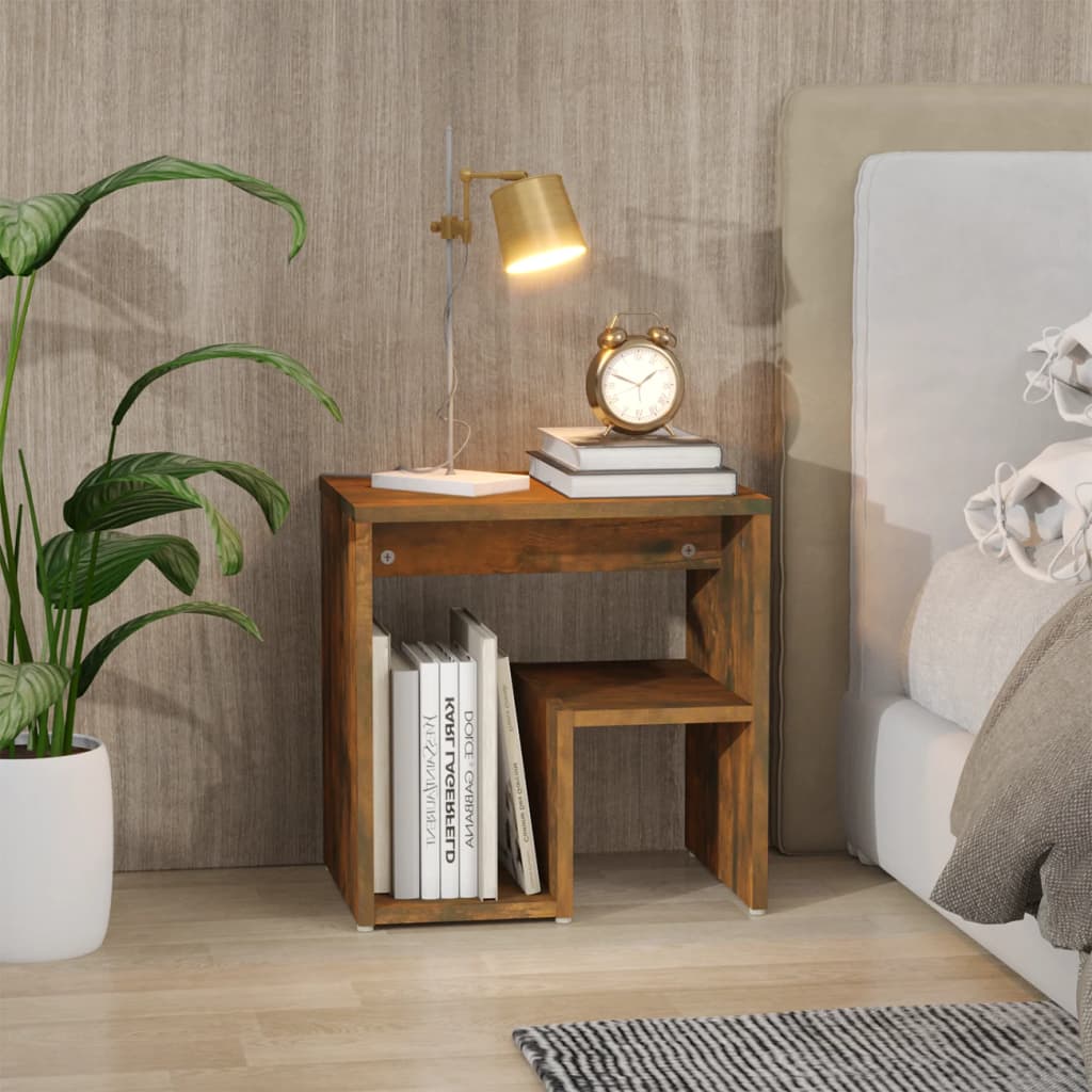 vidaXL Szafka nocna, przydymiony dąb, 40x30x40 cm
