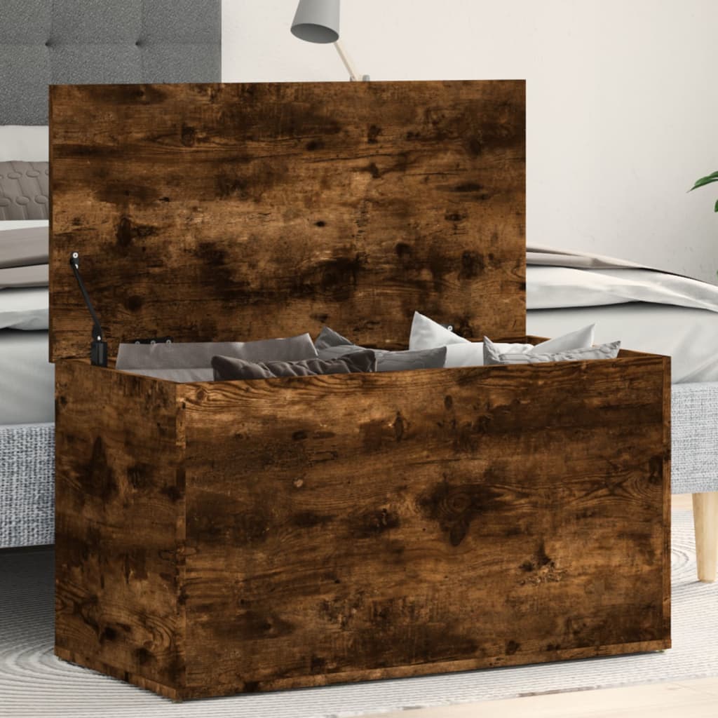 vidaXL Skrzynia, przydymiony dąb, 84x42x46 cm, materiał drewnopochodny
