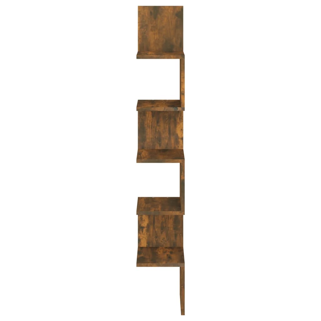vidaXL Ścienna półka narożna, przydymiony dąb, 20x20x127,5 cm