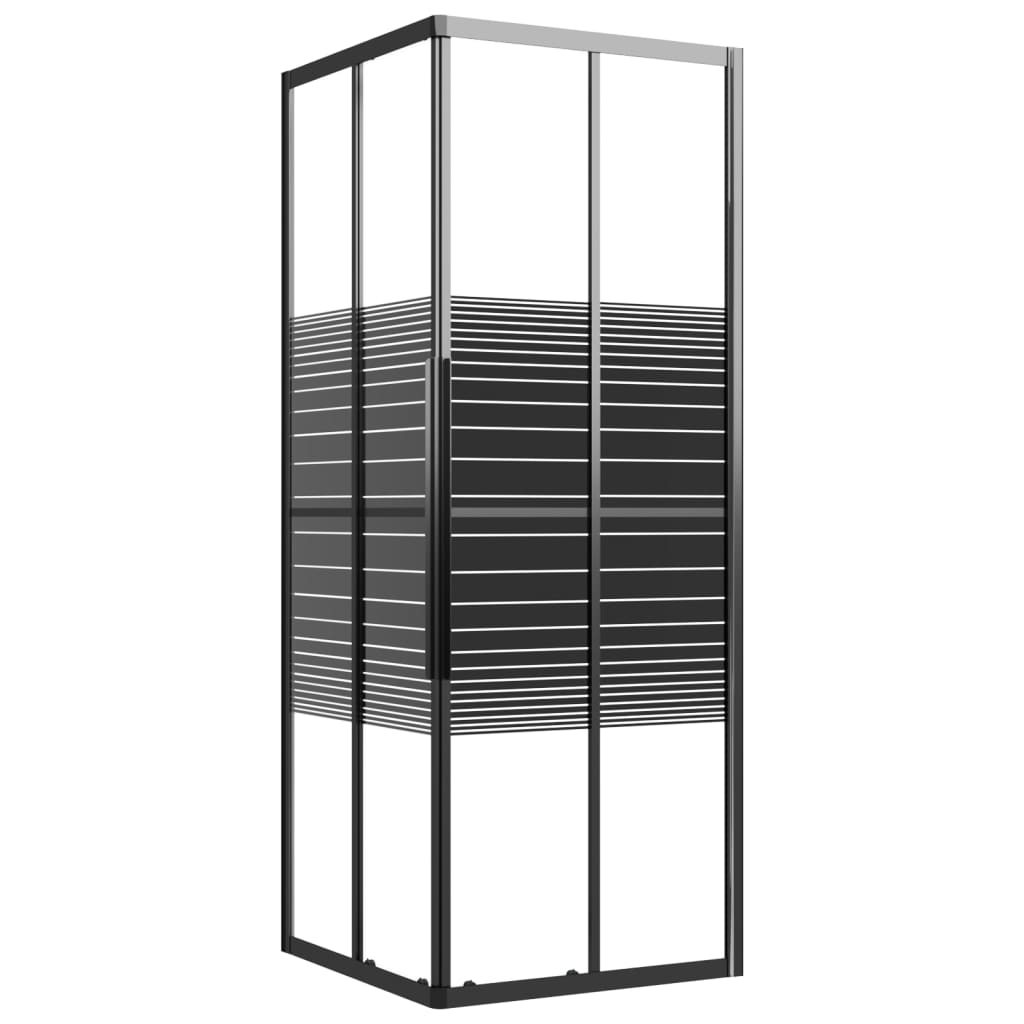vidaXL Kabina prysznicowa w paski, ESG, 80x80x180 cm, czarna