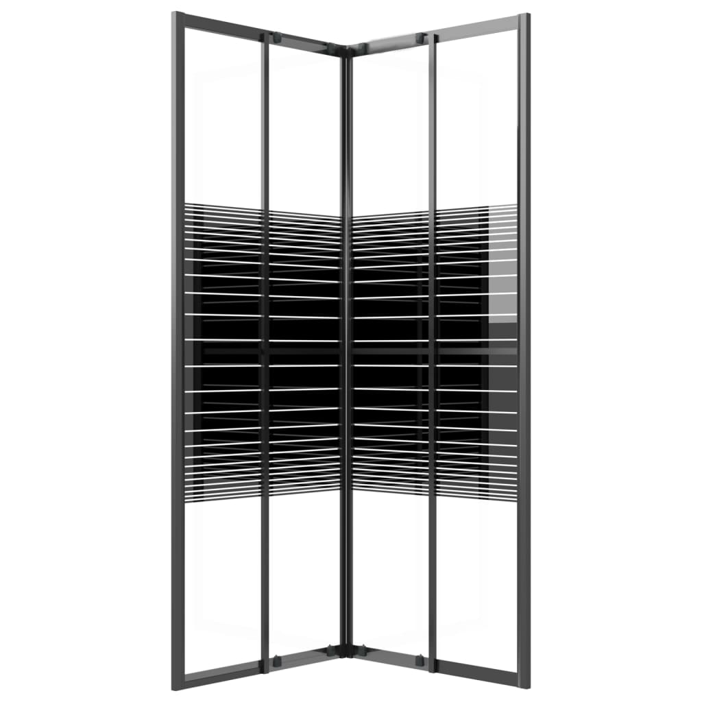 vidaXL Kabina prysznicowa w paski, ESG, 80x80x180 cm, czarna