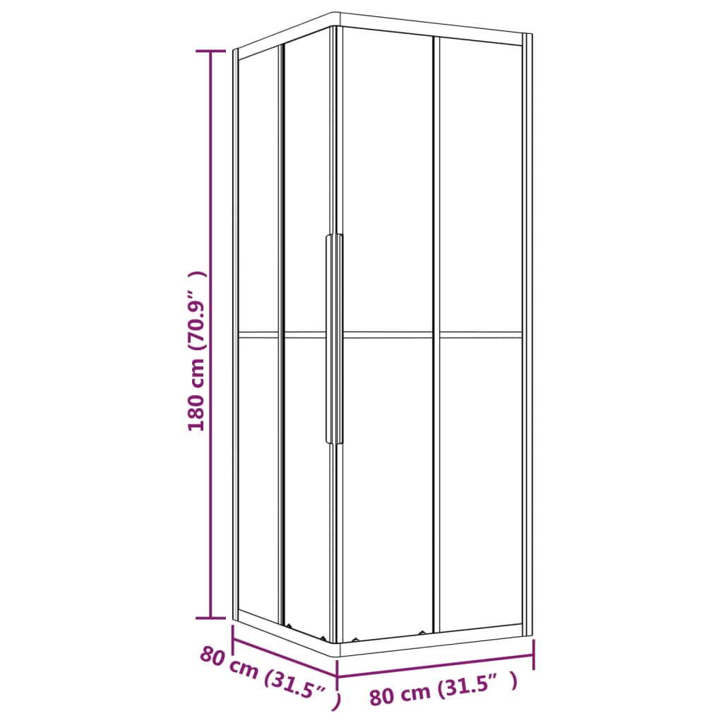vidaXL Kabina prysznicowa w paski, ESG, 80x80x180 cm, czarna