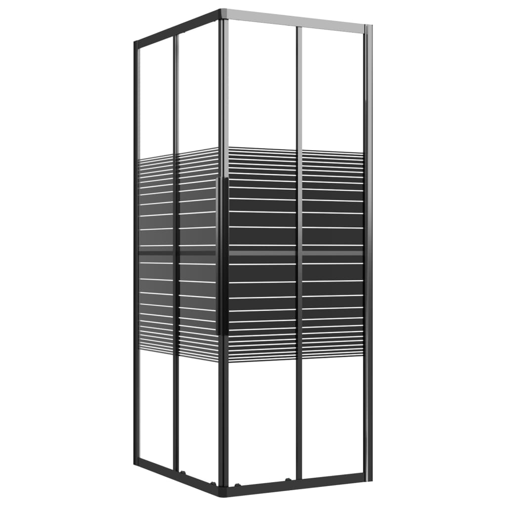 vidaXL Kabina prysznicowa w paski, ESG, 90x70x180 cm, czarna